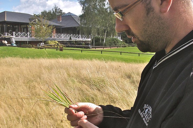 Daniel Lightfoot with target oarse grasses at Bearwood Lakes