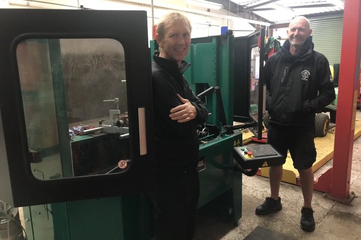 Ian Robson ProSport Uk Ltd and Graig Gilhom Course Manager Royal Liverpool GC with the new Foley 633 professional Grinder.jpg