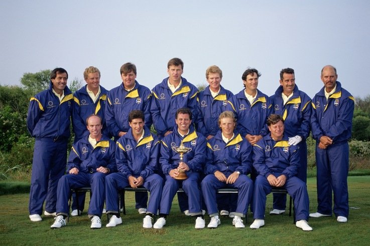 The 1991 European Ryder Cup Team including some of the game’s greatest ever golfers in ProQuip weatherwear