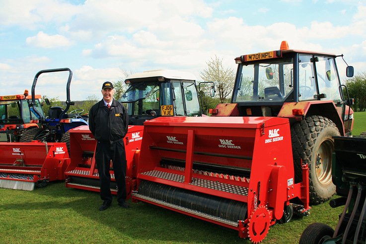 Gary Mumby, md of BLEC Global, with seeders at the Loughborough Grammar School