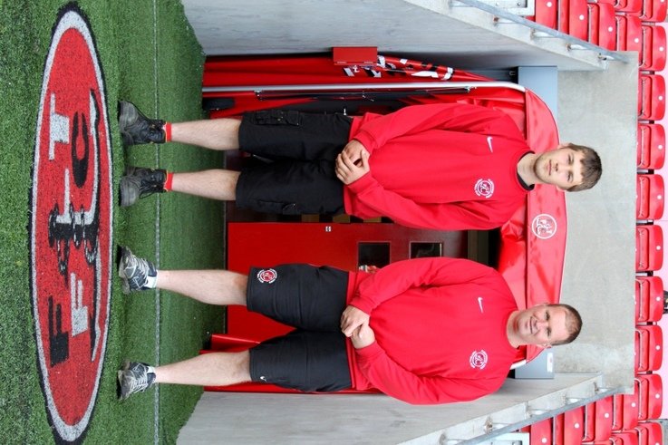 Fleetwood Town Head Groundsman, Dale Frith, and Apprentice Ashley Roche (Outside Players Tunnel)