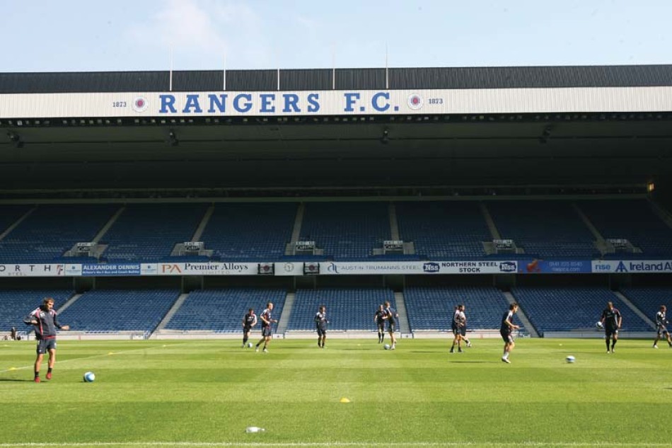 6x4 inch Laminated dried grass clippings from Ibrox Stadium Rangers F.C 