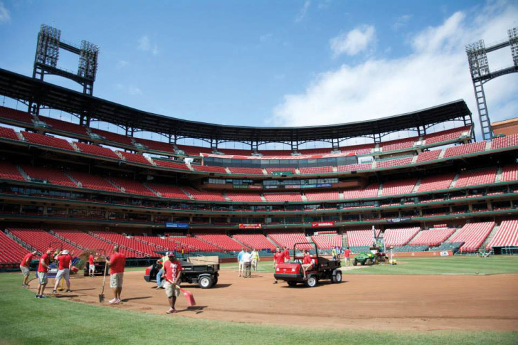 Left Field Wall - Busch Stadium  Busch stadium, Baseball field, Field