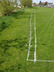 Wonky football pitch lines