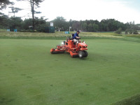 Rolling the 8th fairway.