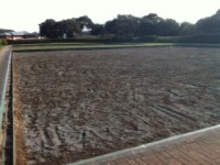 One of the greens with the turf and root zone removed