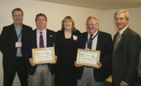 Ronnie Bunting (2nd left) and Brian Firmin (2nd Right) with sponsors