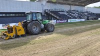 BLEC Multivator in action on the pitch at Tooting and Mitcham FC\'s pitch in Morden