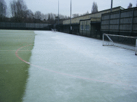 frost can remain in shaded areas on an artificial pitch