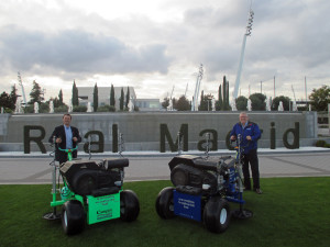 Simon Gumbrill and Richard Campey with the Air2G2 at Real Madrid