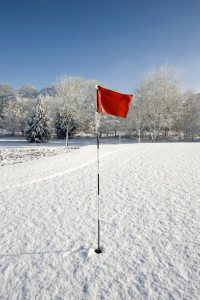 Golf flag in snow